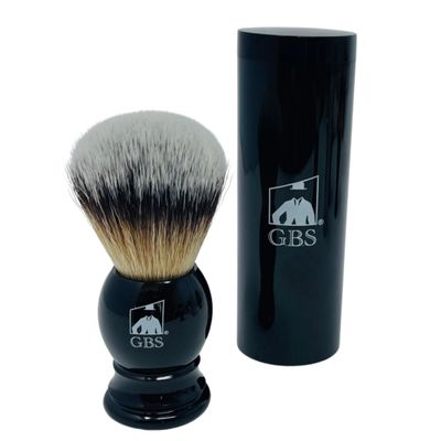 G.B.S Synthetic Shaving Brush with Travel Tube - Professional Wet Shaving Kit, Vegan Bristles, Mens Grooming Essentials