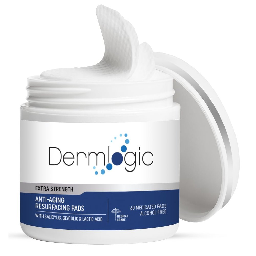 Anti Aging Resurfacing Peel Pads - Contains Salicylic, Glycolic, & Lactic for Face, Neck & Dcollet. Exfoliates, Brightens, Tones the Skin & Reduces Dark Spot, Fine Lines & Wrinkles for Radiant Glow.