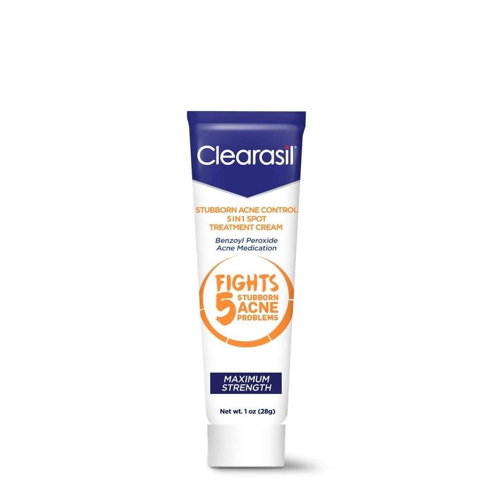 Clearasil Stubborn Acne Control 5 in 1 Spot Treatment Cream, 1 oz (Pack of 24) - Packaging May Vary