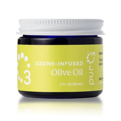 PurO3 Ozonated Olive Oil Pure, Natural, Organic Skincare for Face & Body Oxygenated Healing Lotion, Moisturizer & Beauty Cream in a Glass Jar O3 Therapy Salve, 2 oz