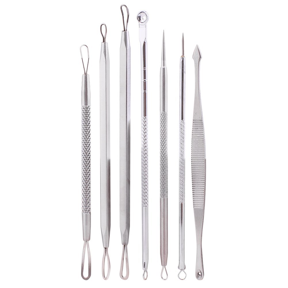 7 Pcs Acne Blackhead Pimple Blemish Extractor Remover Tool Kit Facial Treatment Set
