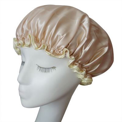 2PCS Women Lady Waterproof Elastic Double Layers Shower Caps Bath Spa Hat Hoods Bathroom Products (Yellow)