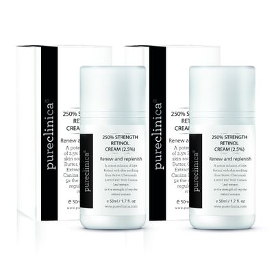 250% Strength Retinol Cream  50ml/ 1.7 fl. oz. Potent Anti-Aging, with 2.5x Active Ingredients Compared to Competitors (2 Bottles)