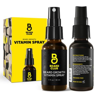 The Beard Club Biotin Vitamin Spray for Facial Hair Growth - Natural Formula for Fuller, Thicker Beard, Easy-to-Use, Nourishing & Soothing for All Beard Types & Skin
