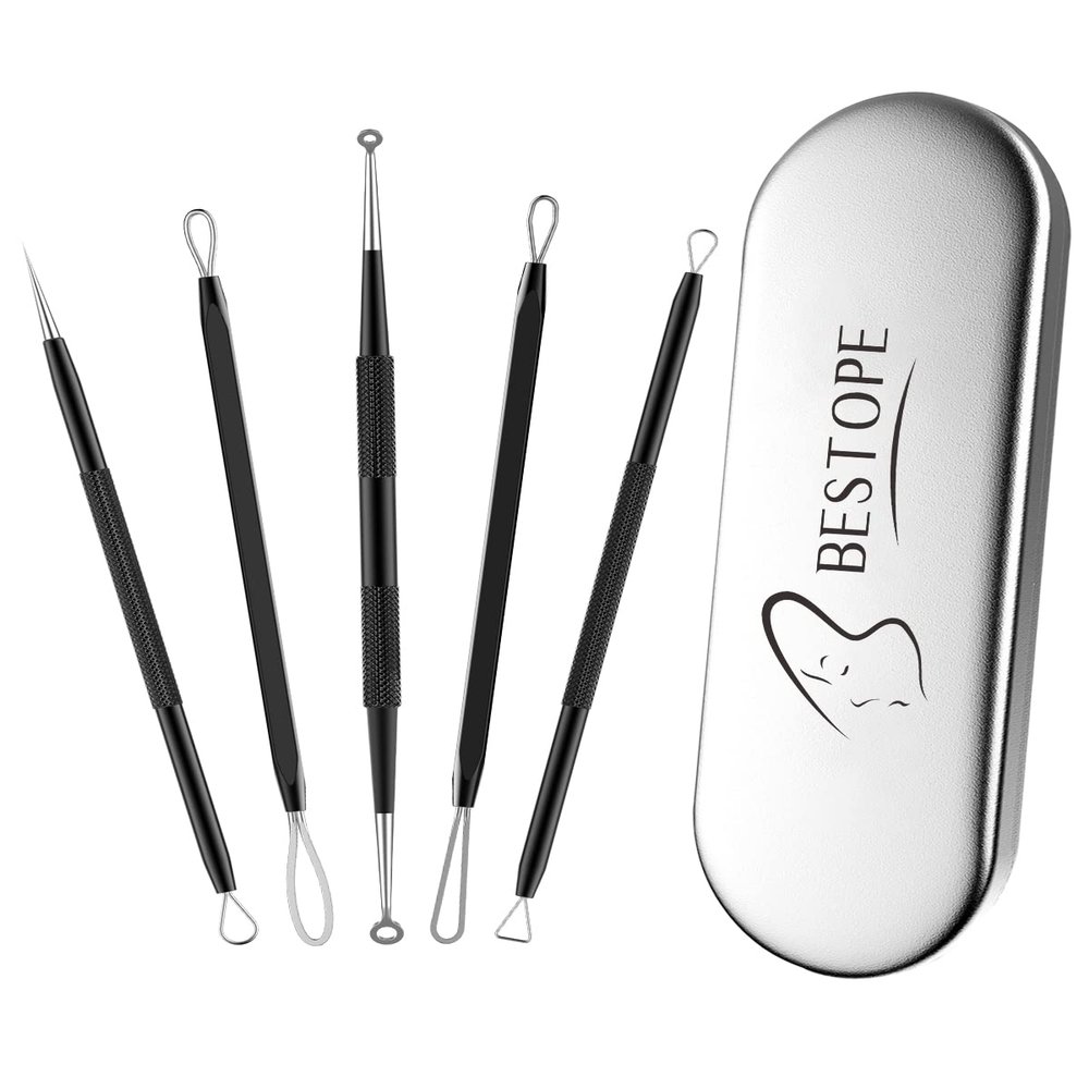 TAYTHI Blackhead Remover Tool, Pimple Popper Tool Kit, Blackhead Extractor Tool for Face, Extractor Tool for Comedone Zit Acne Whitehead Blemish, Stainless Steel Extraction Tools