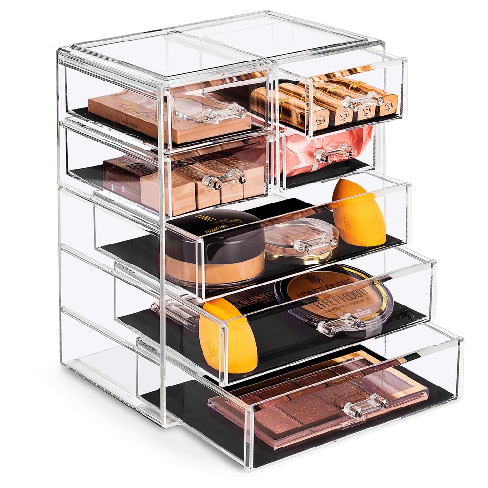 Sorbus Acrylic Makeup Organizer Set, 7-Drawer Vanity & Countertop Cosmetic Storage with Small & Wide Drawers, Clear Makeup Storage for Brushes, Lipsticks, Jewelry  Holiday Gift for Women & Teens
