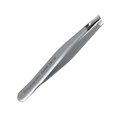 Staleks Pro Eyebrow Tweezers Expert 10 Type 3 Wide Beveled Edges Professional Stainless Steel Tweezer Precision Hair Removal Comfortable Grip Manual Sharpening