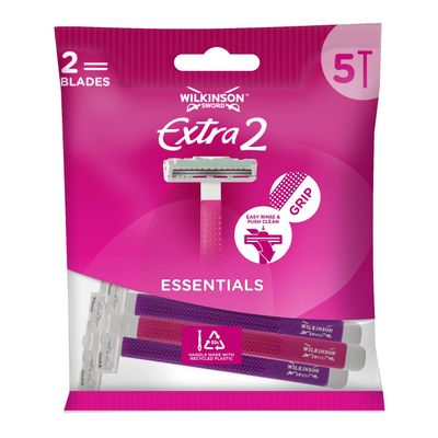 Wilkinson Sword Extra 2 Beauty Disposable Razors for Women, Pack of 5