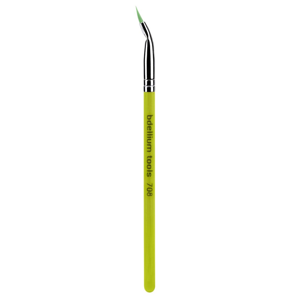 Bdellium Tools Professional Makeup Brush - Green Bambu Series 708 Bent Eyeliner - With Soft Synthetic Fibers, For Smooth Application (Green, 1pc)