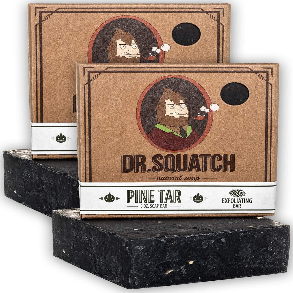 Dr. Squatch Pine Tar Soap 2-Pack Bundle - Mens Bar with Natural Woodsy Scent and Skin Exfoliating Scrub Handmade with Pine, Coconut, Olive Organic Oils in USA (2 Bar Set)