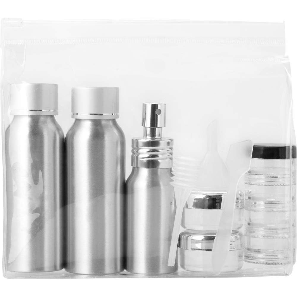 Bullet Frankfurt Airline Approved Alu Travel Bottle Set (6.5 x 1.6 x 5.9 inches) (Transparent/Silver)