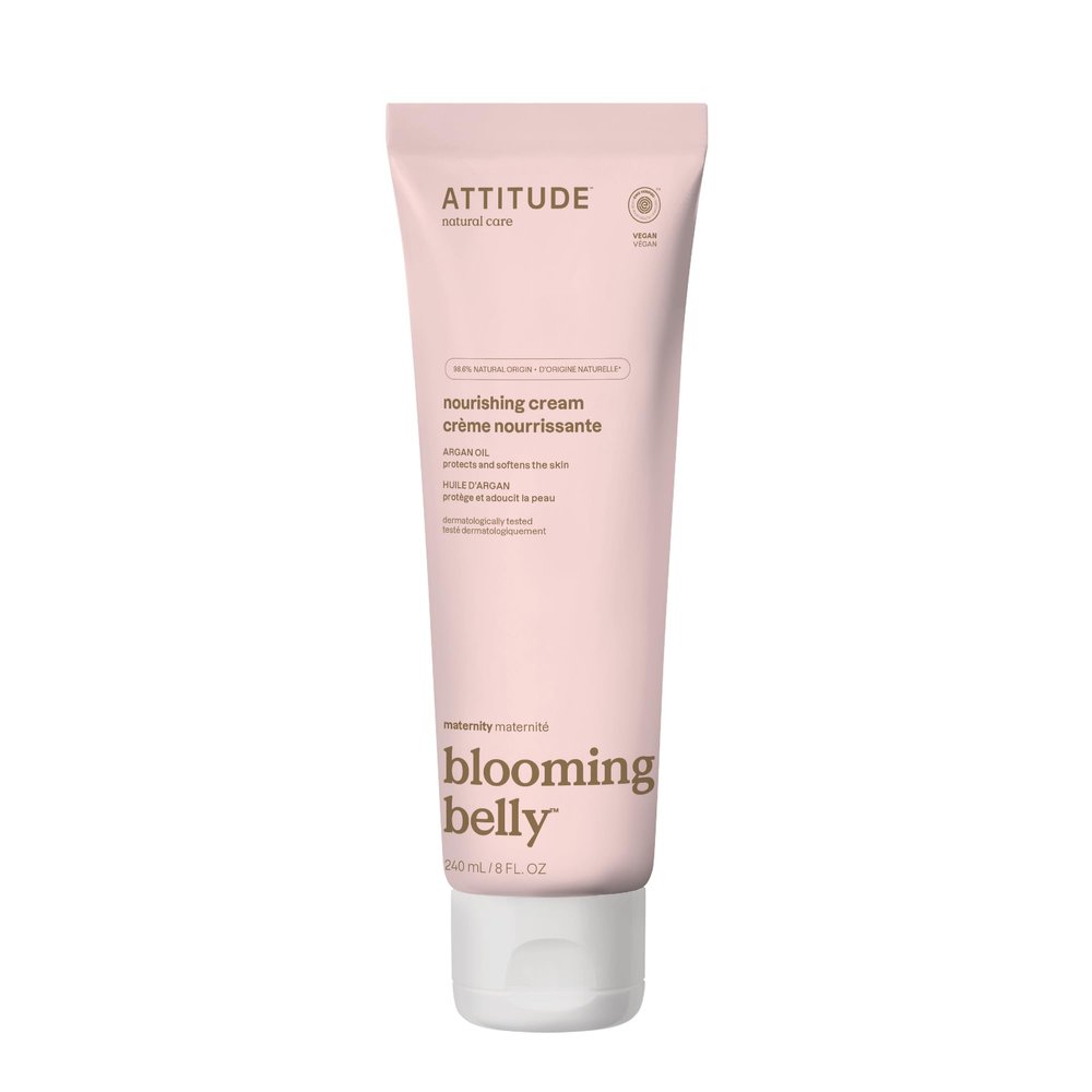 ATTITUDE Pregnancy Nourishing Body Cream, EWG Verified, Dermatologically Tested, Plant and Mineral-Based, Vegan Maternity Products, Argan Oil, 8 Fl Oz