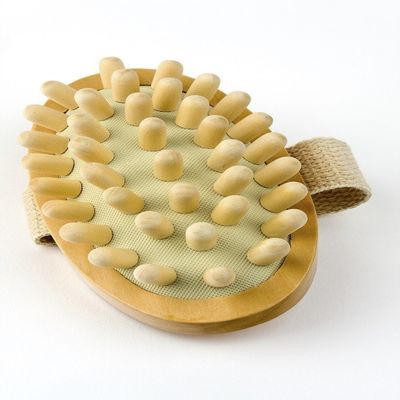 AnHua Anti Cellulite Massager Body Circulation Brush Hand-Held Wood Sauna Spa Bath Shower Body Brush S Size