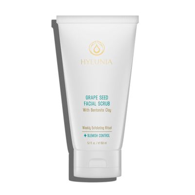Hylunia Skincare Grape Seed Facial Scrub  Gentle Exfoliating Face Scrub with Ground Grape Seed, Bentonite Clay, and Alpha Hydroxy Acid for smooth, glowing skin and refined pores, 5.1oz 