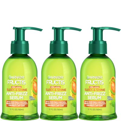 Garnier Fructis Sleek and Shine Anti-Frizz Serum for Frizzy, Dry, Unmanageable Hair, 5.1 Ounce (3 Count)
