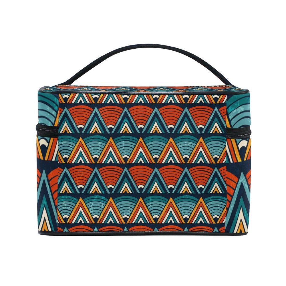 African Art Tribal Print Travel Makeup Toiletry Organizer Case Cosmetic Bag