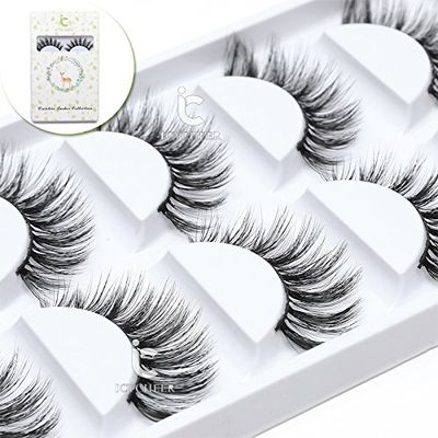 ICYCHEER 5 Pairs/Lot Makeup 3D Mink Eyelashes Set Fake False Eyelashes Flexible Wispy Fake Eye Lashes Extension Handmade Natural Looking