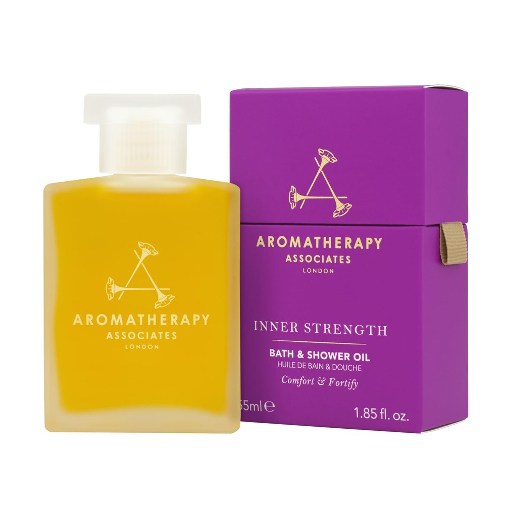 Aromatherapy Associates Inner Strength Bath and Shower Oil, Natural Body Oil to Uplift Mind, Body and Spirit, Made with 3 Essential Oils (1.86 oz)
