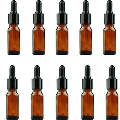 10ml empty Glass Essential Oil Bottle Dropper Packing Bottle Sample Bottles Cosmetics Container Holder,For home and travel,Brown,20 Packs