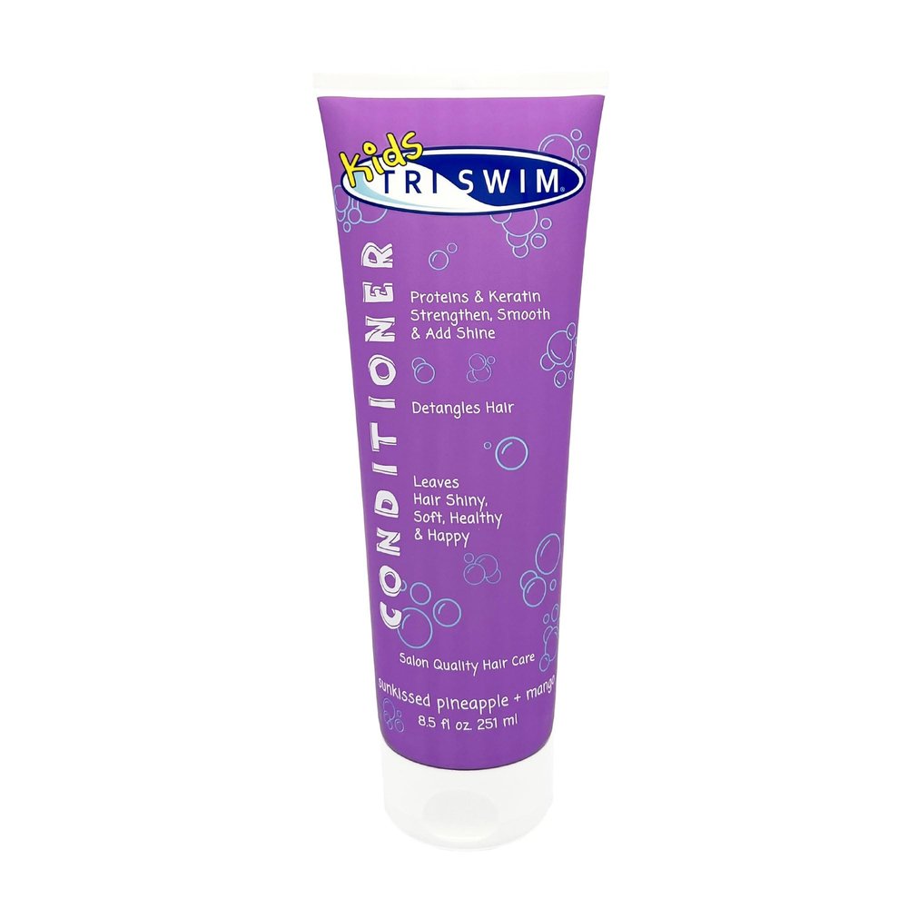 TRISWIM Kids Swim Conditioner 8.5oz | Strengthens, Moisturizes & Detangles | Leaves Hair Hydrated, Shiny & Smooth | Lightweight Formula for Everyday Use | Sunkissed Pineapple + Mango Scent