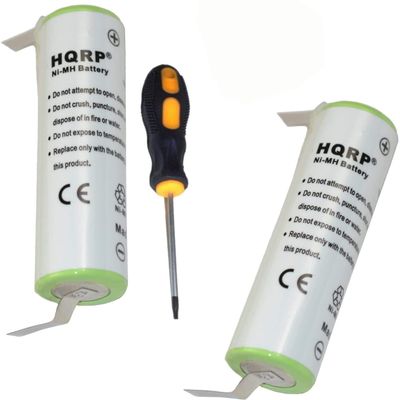 HQRP 2-Pack Batteries Compatible with Braun 6515 Type 5705, 6550 Type 5704, 6525 Type 5703, CruZer1 Model Z20, 2675 Type 5732 Razor/Shaver Plus Screwdriver