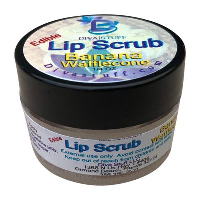 Diva Stuff Ultra Hydrating Lip Scrub for Soft Lips, Gentle Exfoliation, Moisturizer & Conditioner, Banana Wafflecone oz (Made in the USA)