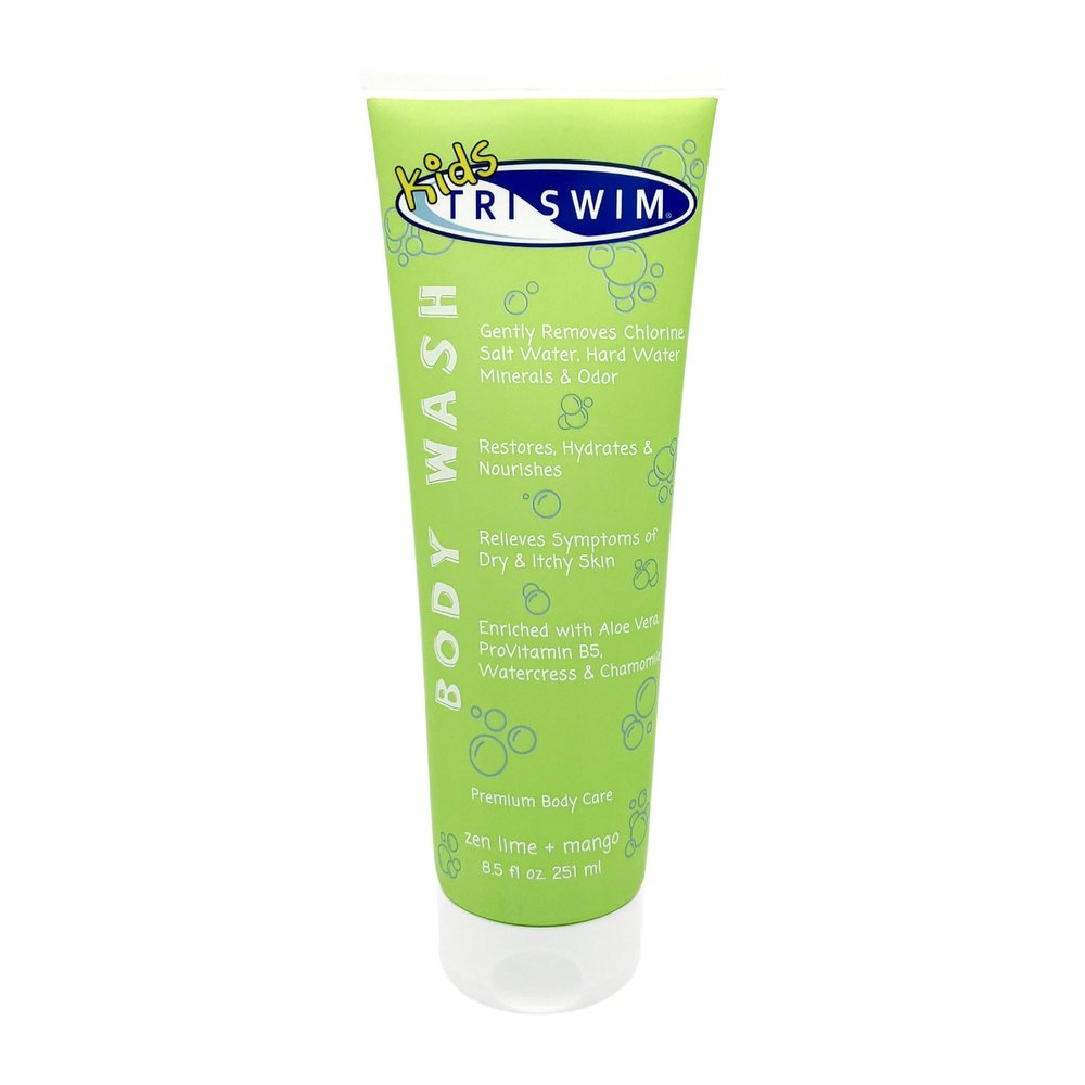 TRISWIM Chlorine Removal Body Wash 8.5oz | Removes Chlorine, Bromine, Hard Water Minerals & Saltwater | Hydrates & Restores Skin | Zen Lime + Mango Scent