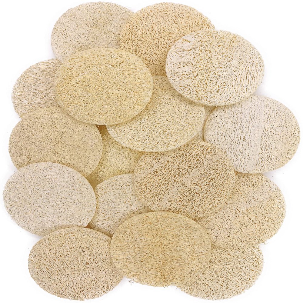 18 pcs/Set Natural Exfoliating Face Pad Loofah Sponge Facial Brush - Makeup Remover - Shower Scrubber - Remove Dead Skin - Body Bath Spa for Men & Women - Renewable Resource - Pack of 18