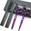 5.5 Inches Hair Scissors with Thinning Comb Hair Cutting Shears Thinning Shears Set for Professional and Personal (Violet) view 1