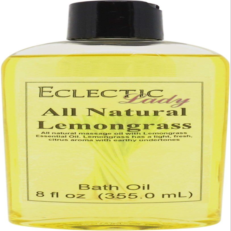 Lemongrass Bath Oil, Scented Body Oil, Relaxing Bathing Oil, 8 oz