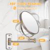 Wall Mounted Makeup Mirror - 10x Magnification 8'' Two-Sided Swivel Extendable Bathroom Mirror Nickel Finish view 3