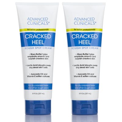 Advanced Clinicals Cracked Heel Foot Cream Moisturizer Skin Care Lotion For Feet W/Shea Butter, Moisturizing Foot/Hand Lotion Helps Heal Cracked Skin, Rough Spots, Calluses, & Dry Skin, 2-Pack