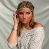 Emerald Green Rhinestone and Beaded Headband#66 Bohemian Style Headband. Elastic Band to Fit Any Size Head. Comes with Look Guide to Show You Many Styles. view 2