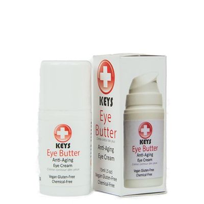 Keys Eye Butter Luminescent Natural, Vegan, Chemical-Free Moisturizing Eye Cream for Sensitive Skin in Airless Travel Pump  with Whole Cucumber Extract, Aloe Vera, Avocado Oil, and Shea, 0.5 ounces