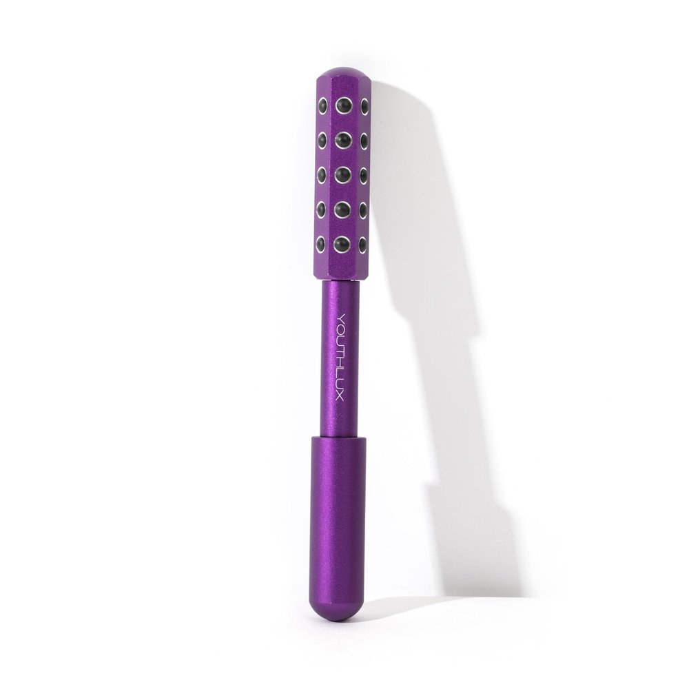 YOUTHLUX Radiance Roller Germanium Stone Facial Massage Tool for Lifting, Sculpting, De-Puffing, Glow Boost, Energizing & Cooling Effect (Purple)