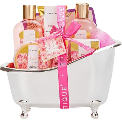 spa luxetique Gift Set For Women, Bath Sets for Women Gift, 8 Pcs Rose Spa Basket Includes Bubble Bath, Shower Gel, Body Lotion, Birthday Spa Gifts, Mothers Day Gifts for Mom, Christmas Gifts for Her