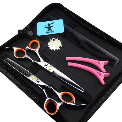 5.5 inch pink stripes Hairdressing Scissors Cutting Shear Thinning Shear Set Boxes & Razors