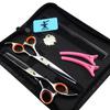 5.5 inch pink stripes Hairdressing Scissors Cutting Shear Thinning Shear Set Boxes & Razors view 1