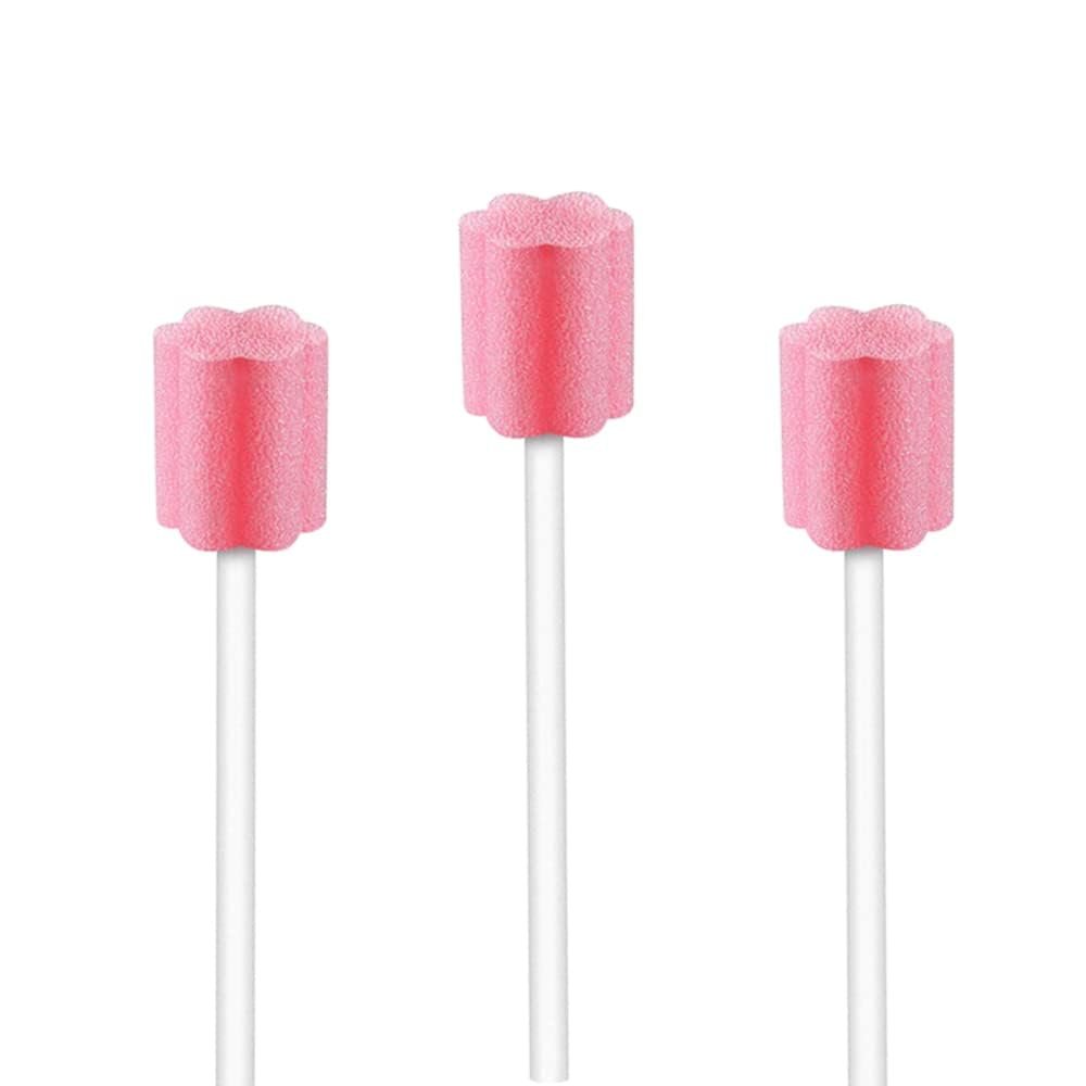 Wellgler's Oral Care Swabs - Disposable Mouth Cleaning Spong swabs (250count, Pink)