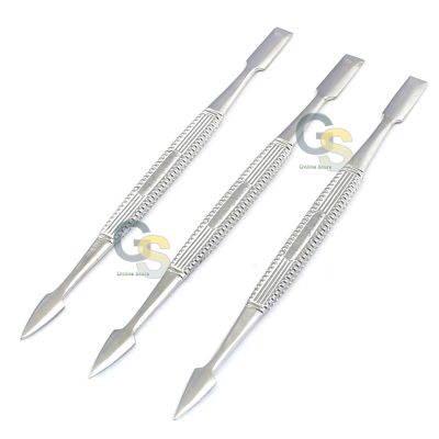 3 Pcs of Professional Nail Cuticle Pusher Chrome Plated Stainless Steel By G.S ONLINE STORE