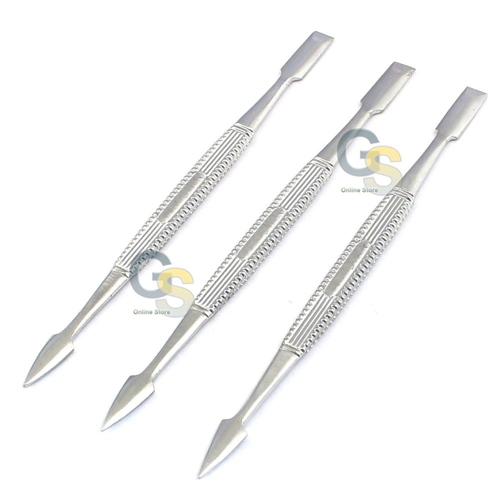 3 Pcs of Professional Nail Cuticle Pusher Chrome Plated Stainless Steel By G.S ONLINE STORE