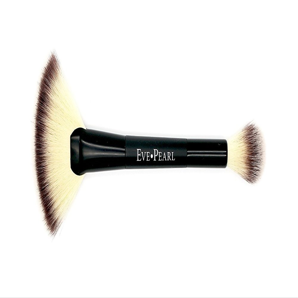 EVE PEARL Dual Brush Crease Blender Fan Highlighter Blush Contour Hypoallergenic Synthetic Easy Control And Blend Makeup Brushes (204 Fan Highlighter)