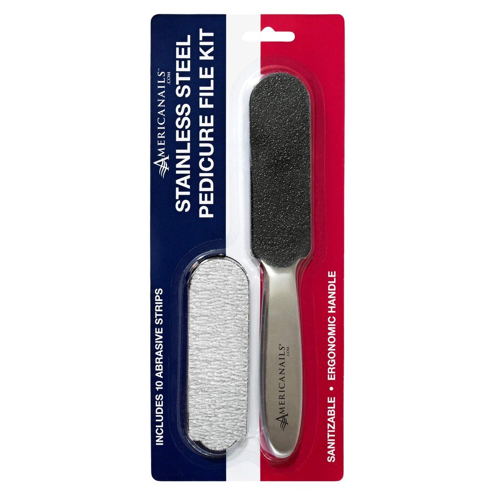 Americanails Stainless Steel Pedicure File Kit with EasyPeel Abrasive Strips
