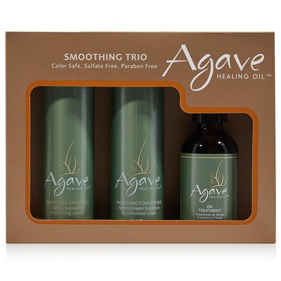 Agave Smoothing Haircare Trio with Shampoo, Conditioner & Healing Oil Treatment Hydrating & Frizz Control 3 fl oz/2 fl oz