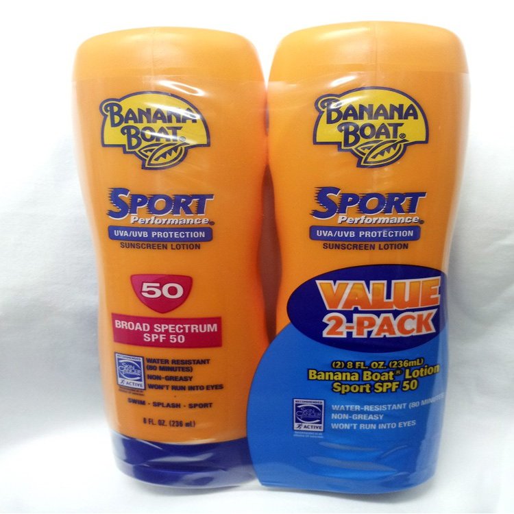 Banana Boat Sport Performance Broad Spectrum Sunscreen Lotion, SPF 50 8 Fl (Pack of 4)