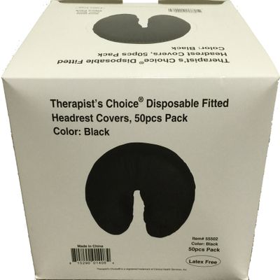 Therapist's Choice Disposable Fitted Face Rest Covers, Color Black (50 pcs per box)
