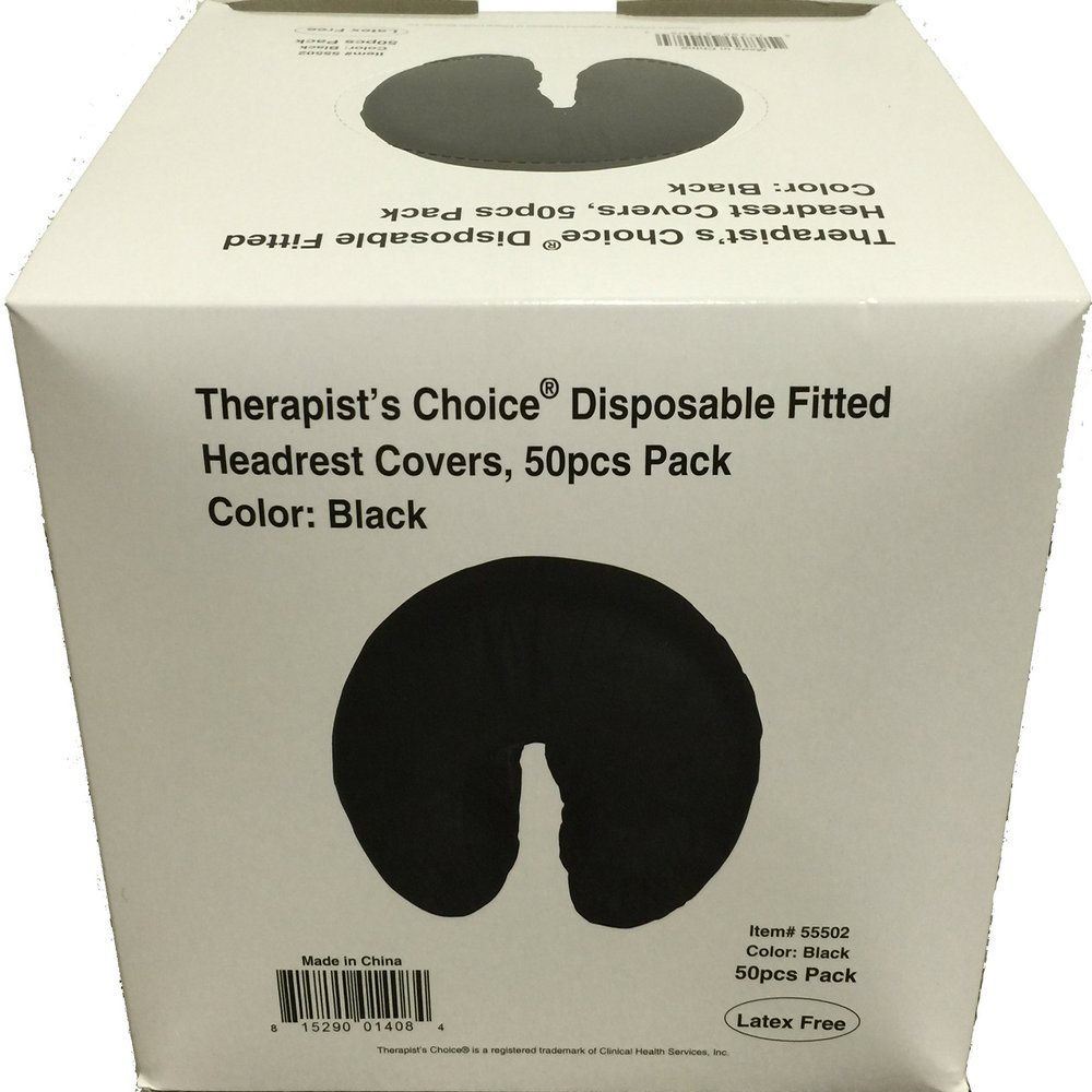 Therapist's Choice Disposable Fitted Face Rest Covers, Color Black (50 pcs per box)