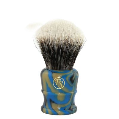 2 Band Finest Badger Hair Shaving Brush Faux Lapis Color Chubby Handle 