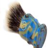 2 Band Finest Badger Hair Shaving Brush Faux Lapis Color Chubby Handle  view 3
