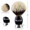 Anbbas Shaving Brush and Stand,Silvertip Badger Hair Brush Black Resin Alloy Handle with Stainless Steel Shaving Stand for Double Edge Safety Razor Straight Razor for Men view 3